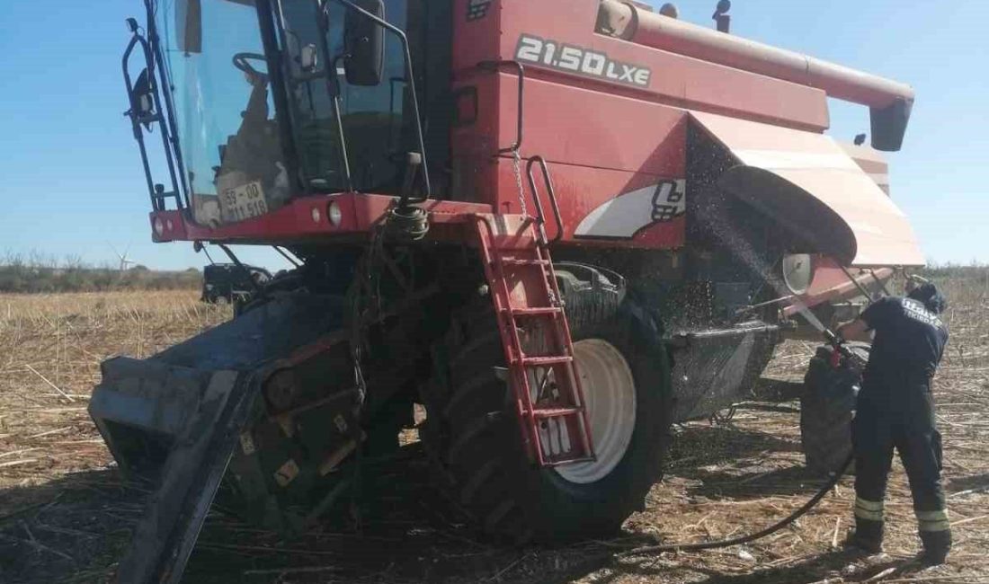 Tekirdağ’ın Muratlı ilçesine bağlı Balabanlı Mahallesi’nde tarlada çalışan bir biçerdöverde