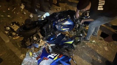 Bursa’nın Yıldırım ilçesinde yolun sona erdiğini fark edemeyip motosikletiyle boş