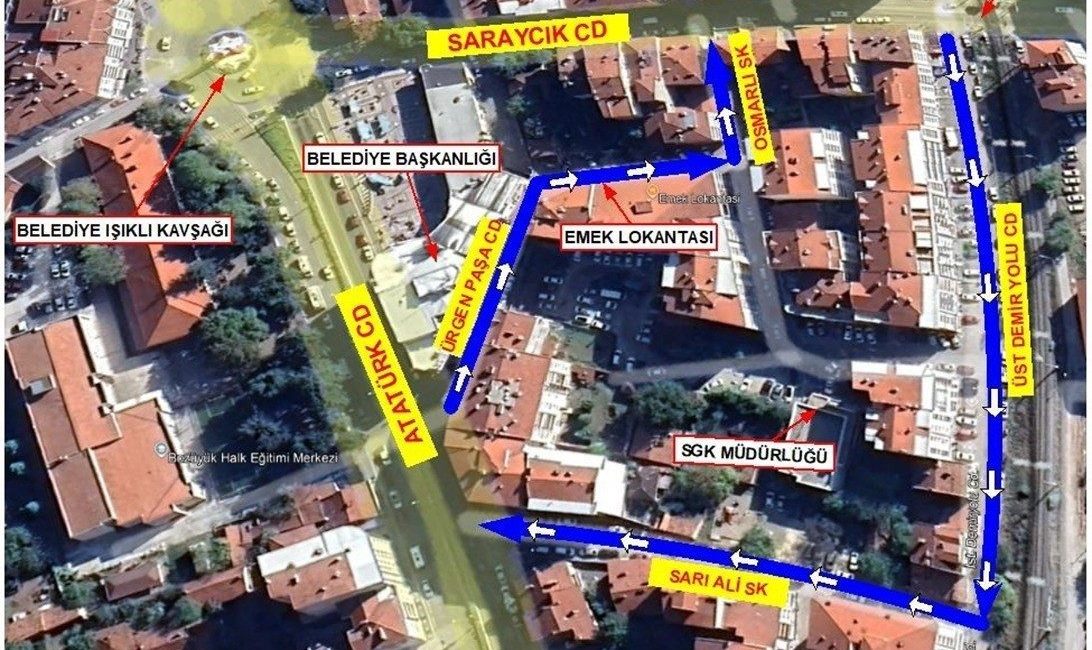 Bilecik’in Bozüyük ilçesinde trafikte yeni düzenleme yapıldı. Bozüyük’ün Çarşı Mahallesi’nde