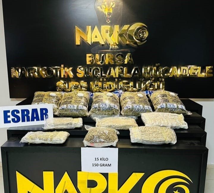 Bursa Emniyet Müdürlüğü’ne bağlı Narkotik Suçlarla Mücadele ve İstihbarat Şube