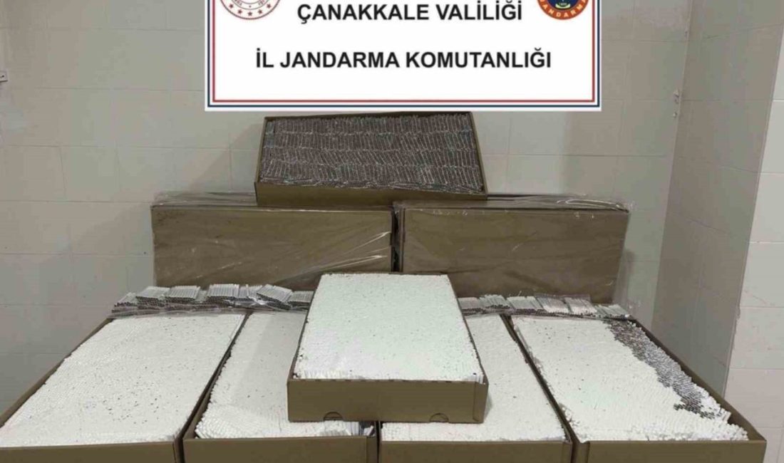 Çanakkale’nin Çan ilçesinde gerçekleştilen kaçakçılık operasyonun 120 bin adet dolu