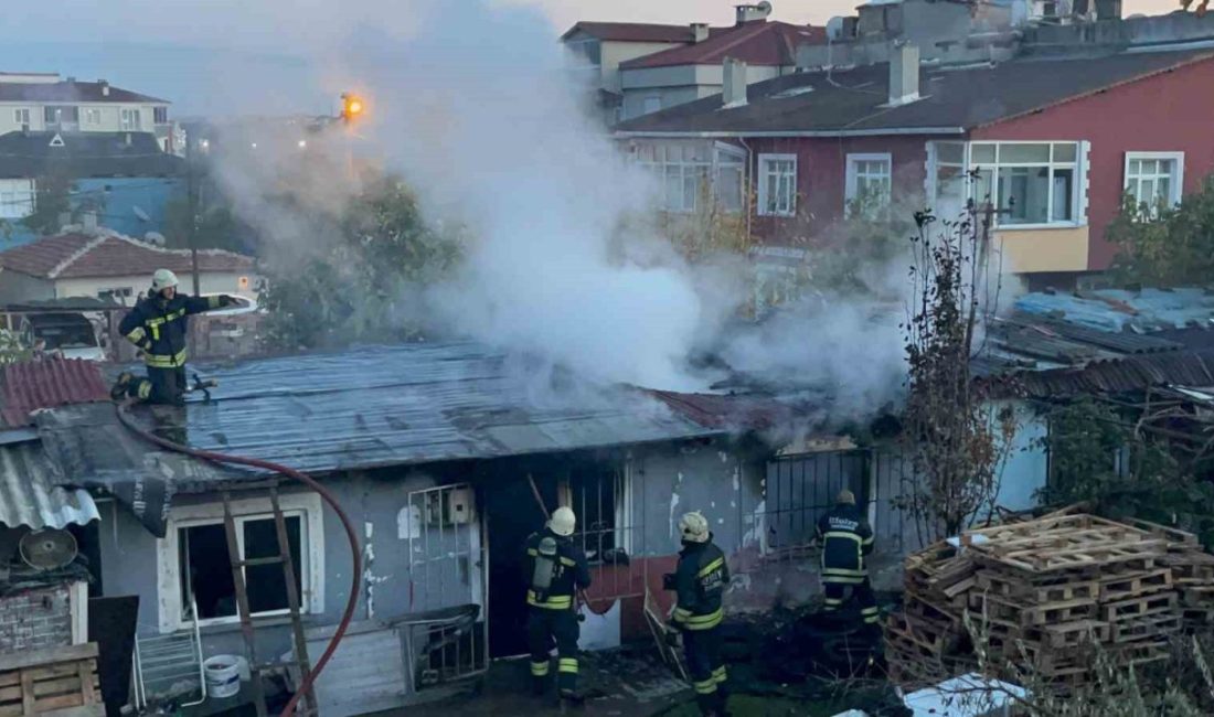 Tekirdağ’ın Ergene ilçesinde bir gecekonduda çıkan büyük çaplı yangın, itfaiye