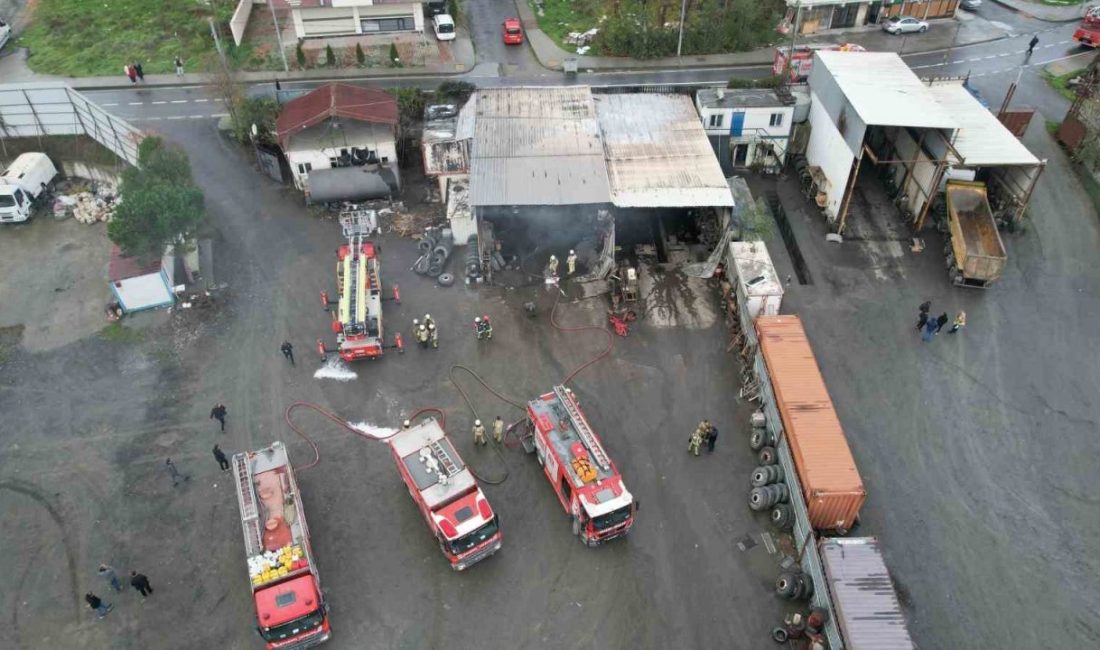 Arnavutköy’de bulunan bir tır tamirhanesinde sabah saatlerinde yangın çıktı. Henüz