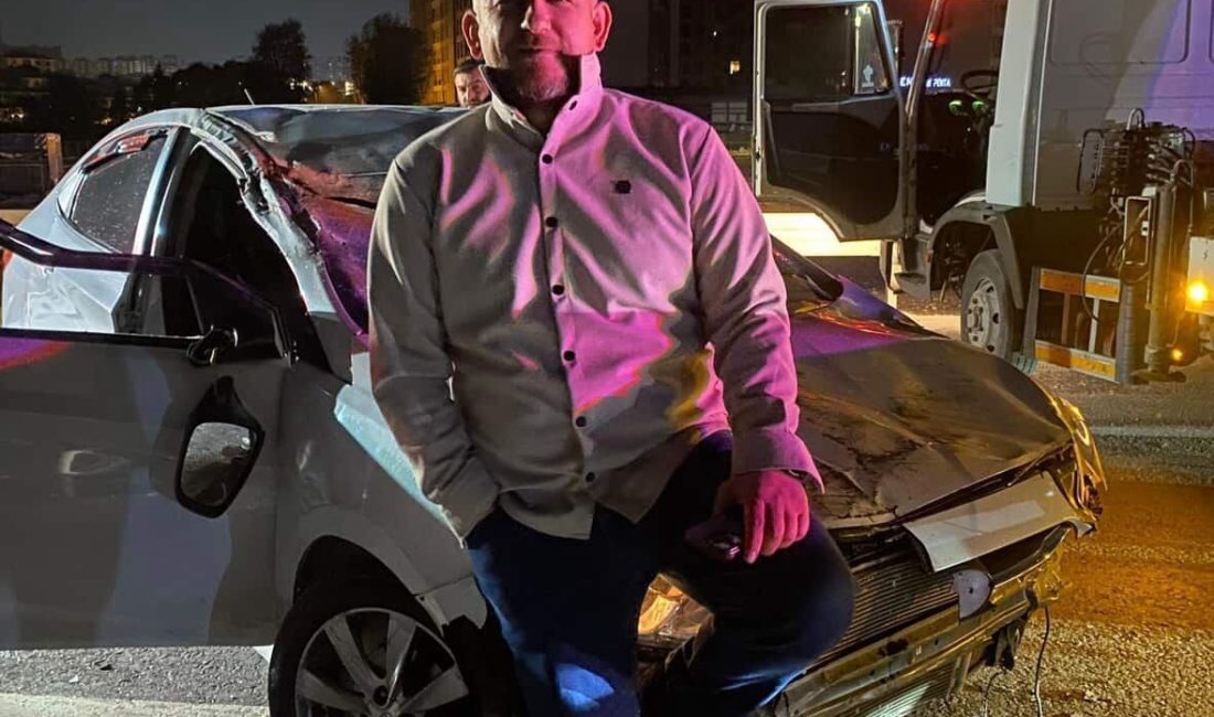 Bursa’nın Mudanya ilçesinde kazadan burnu bile kanamadan kurtulan araç sürücüsü,