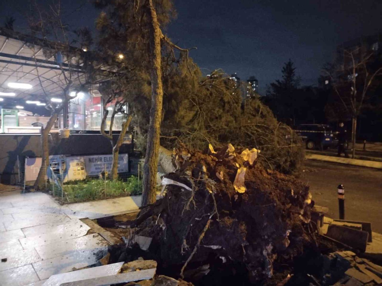 İstanbul Ataşehir’de etkili olan fırtına nedeniyle ağaç devrildi. Yenişehir Mahallesi