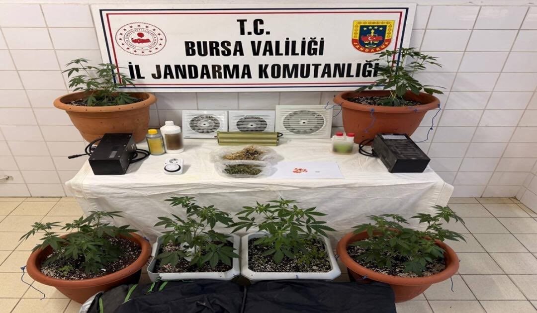 Bursa’nın Nilüfer ilçesinde evini uyuşturucu imalathanesine çeviren bir kişi jandarma