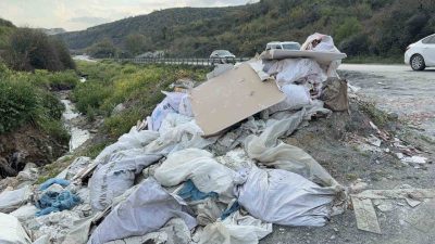 Arnavutköy’de kaçak döküm yaptığı tespit edilen kamyonet sürücüsü, vatandaşın çektiği