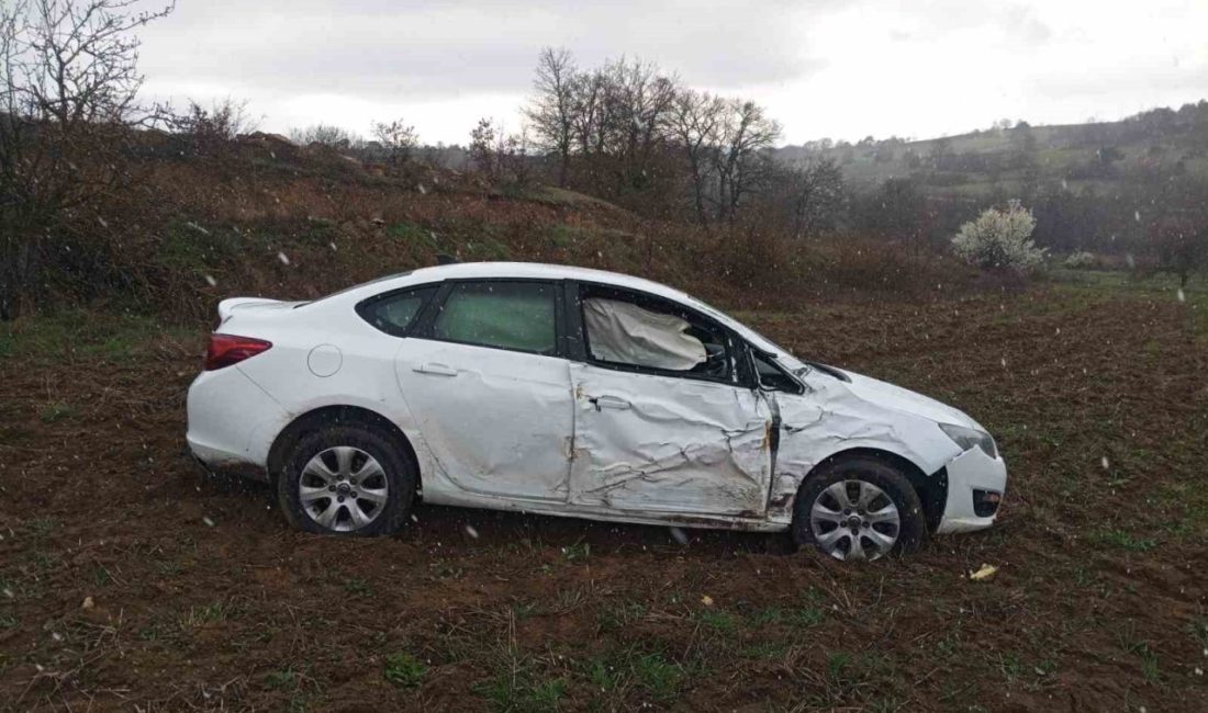 Bilecik’te seyir halinde kontrolden çıkan otomobil tarlaya uçarken, sürücüsü ağır