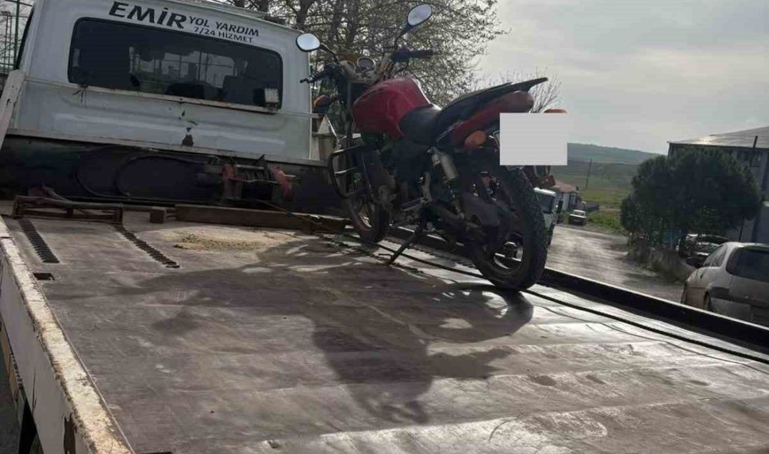 Edirne’nin Uzunköprü ilçesinde çevreye rahatsızlık veren abartı egzozlu bir motosikletliye