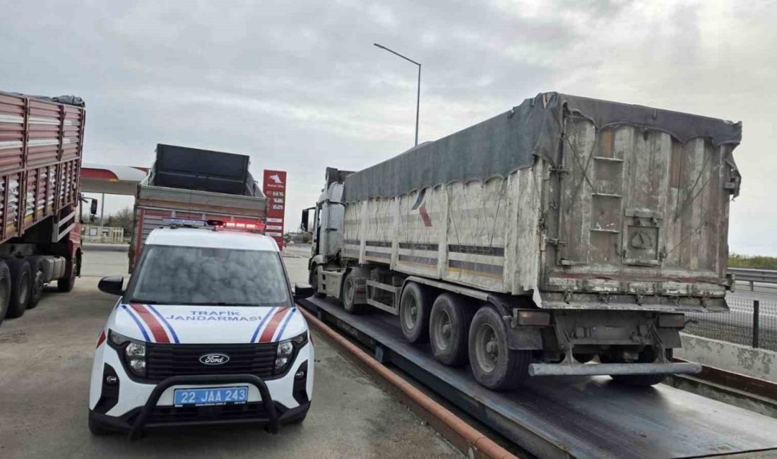Edirne’nin Uzunköprü ilçesinde taşıma sınırını aşan 2 kamyon işletenine toplam