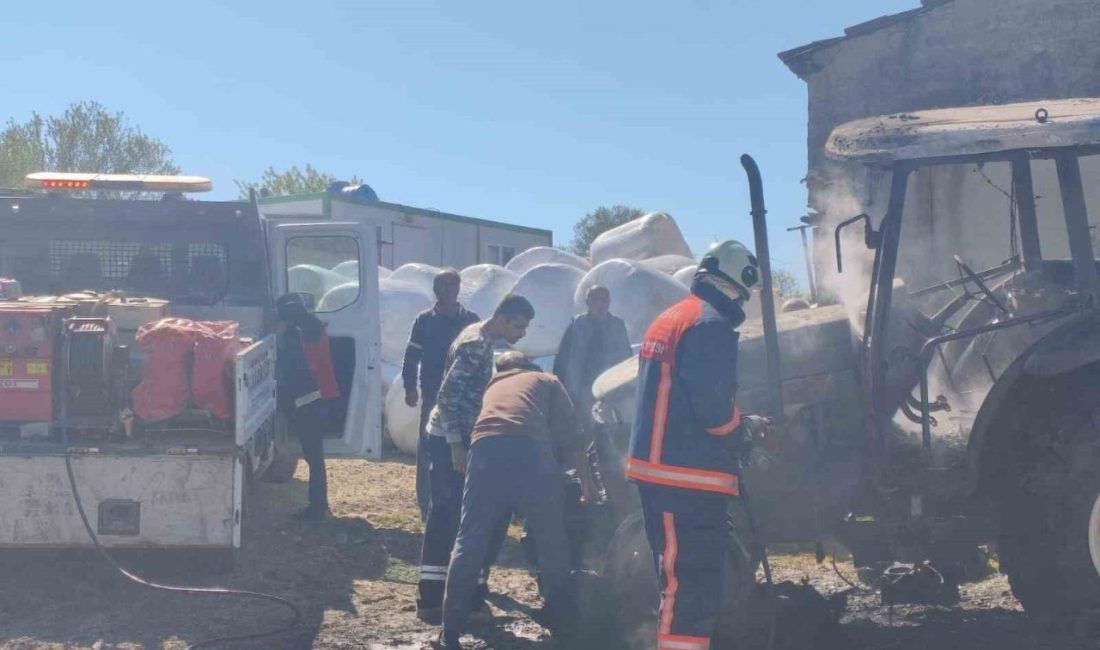 Edirne’nin Keşan ilçesinde alev alan traktör kullanılamaz hale geldi Alınan