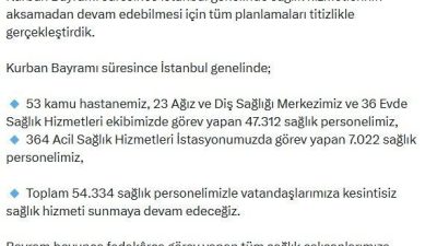 İstanbul İl Sağlık Müdürü Doç. Dr. Abdullah Emre Güner, Kurban
