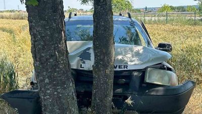 Kırklarelinin Babaeski ilçesinde kontrolden çıkarak yol kenarındaki ağaçlara çarpan otomobilin