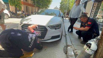 Bilecik’te bir arabanın motor kısmına giren yavru kedi, oradan çıkıp