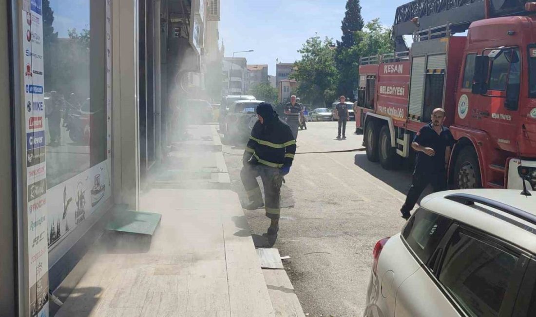 Edirne’nin Keşan ilçesinde bir apartmanın bodrum katındaki saunada çıkan yangında