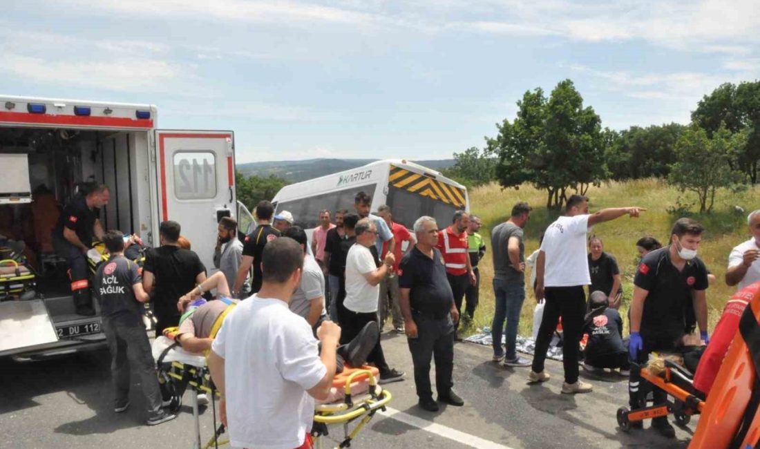 EDİRNE (İHA) – Edirne’nin Keşan ilçesinde yolcu minibüsünün önünde seyreden