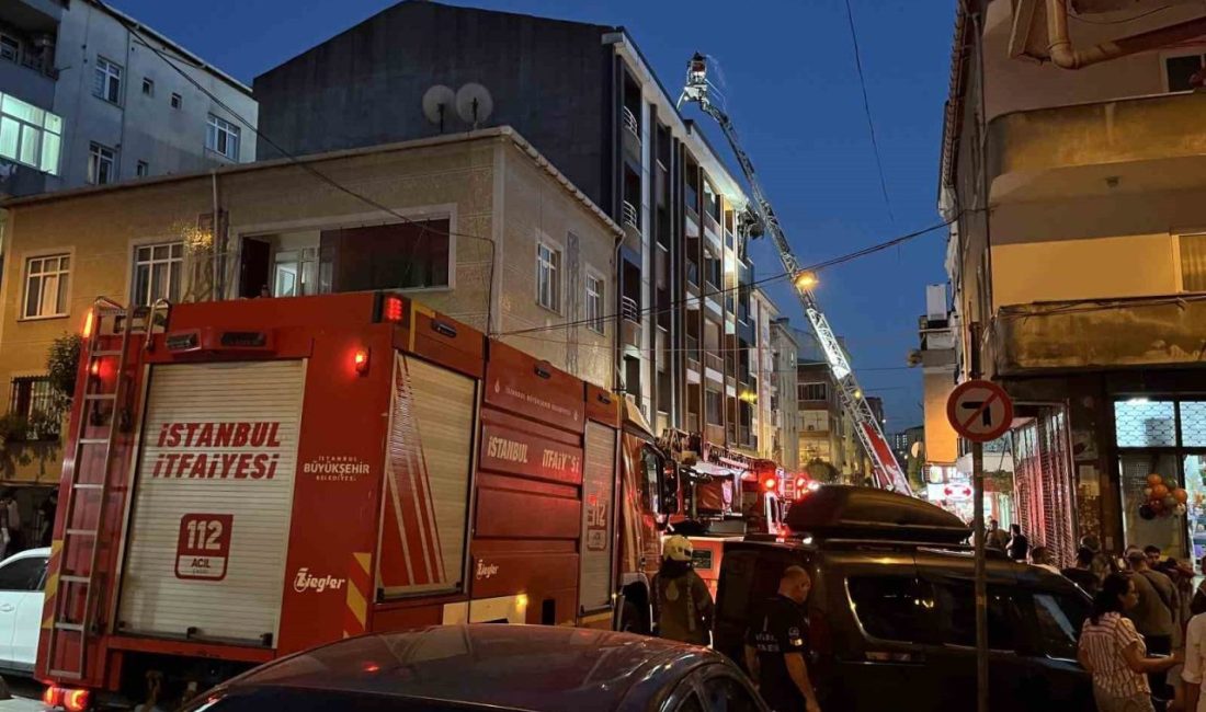 İstanbul Esenler’de 4 katlı binanın en üst katında çıkan yangın,
