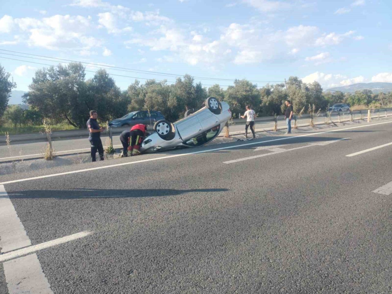 Balıkesir’in Havran ilçesinde bir otomobilin kontrolden çıkması sonucu meydana gelen