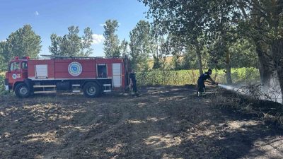 Tekirdağ’ın Muratlı ilçesinde merada çıkan ve tarlaya sıçrayan yangında yaklaşık