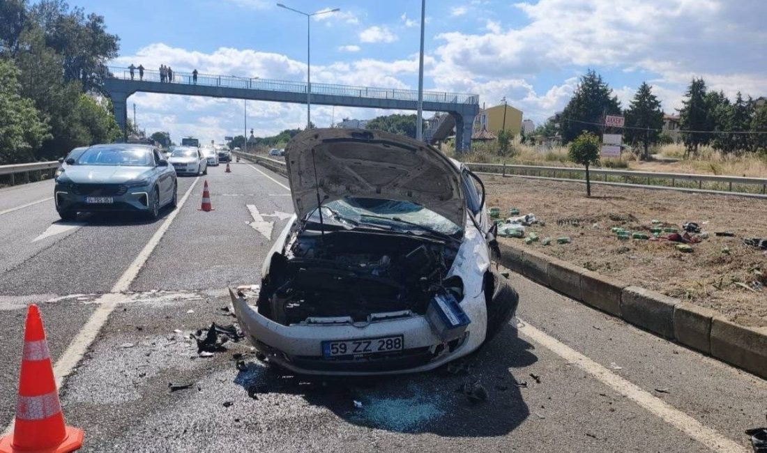 Tekirdağ’ın Süleymanpaşa ilçesinde kontrolden çıkan otomobilin takla atarak karşı şeride