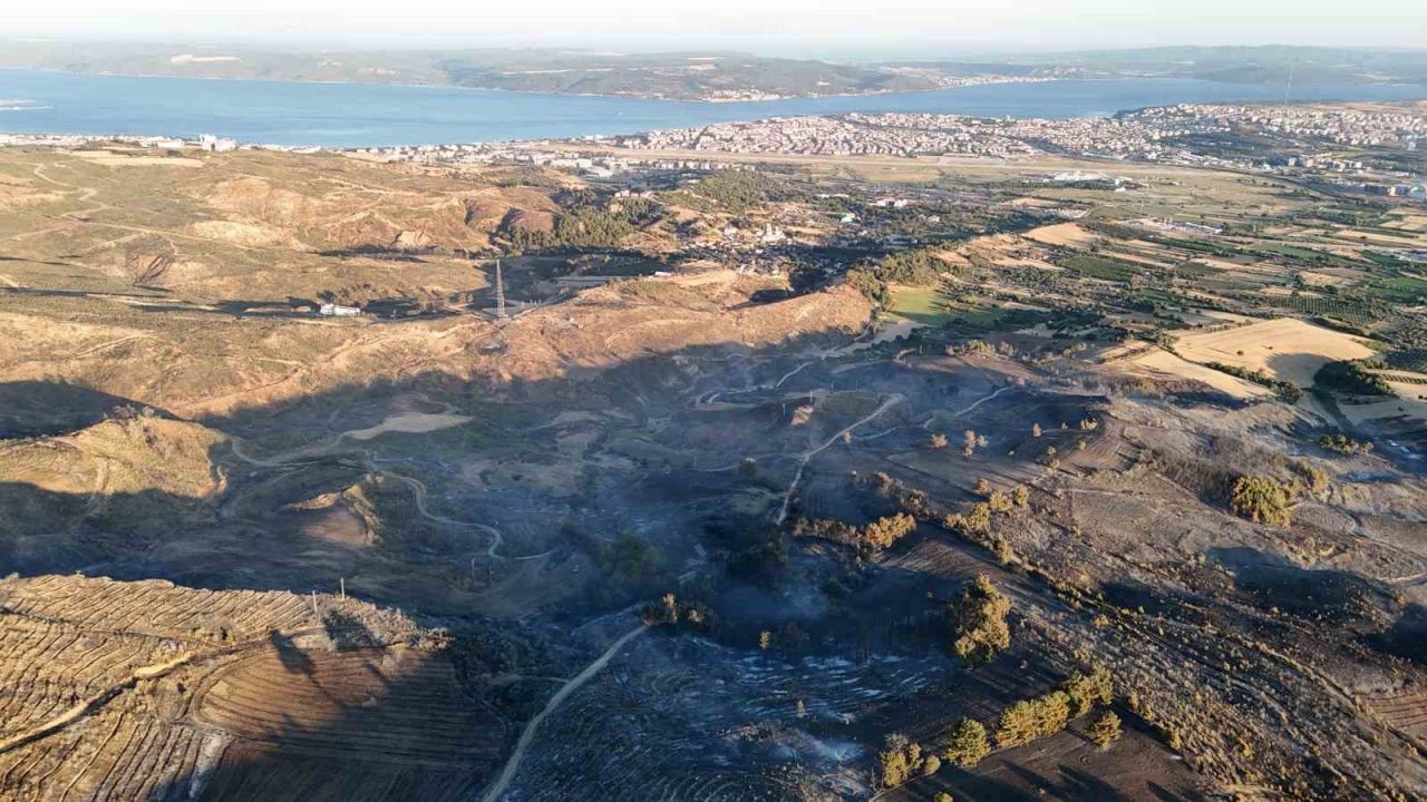 Çanakkale’de 6 buçuk saatte kontrol altına alınan yangındaki yanan alanlar