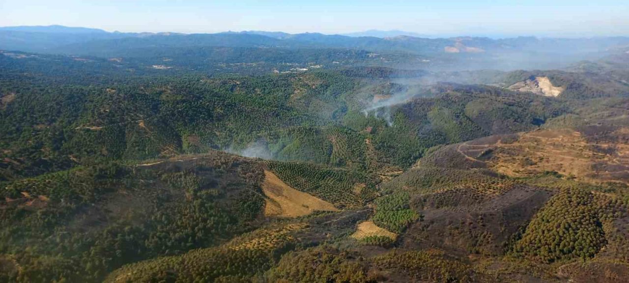 Balıkesir’in Gömeç ilçesinde 3’üncü günde devam eden orman yangını alanında