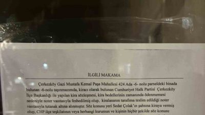 Cumhuriyet Halk Partisi Çerkezköy İlçe Teşkilatı’nda görevden alınan ilçe başkanı