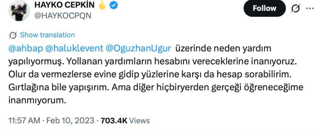 Ahbaplar Suç Örgütü soruşturması kapsamında adliyeye ifadeye gelmediğini ve bilgisine