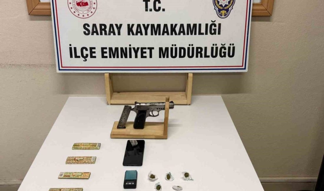 Tekirdağ’da eve düzenlenen operasyonda ruhsatsız tabanca ve uyuşturucu madde ele